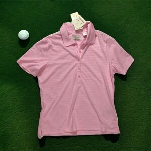 EP Pro GOLF Short Sleeve Polo Shirt Pink White Stripes S NWT !!